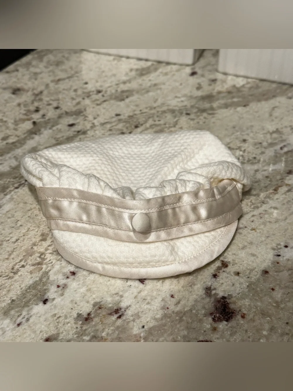 Cream Sailor-Style Kids Hat with Satin Trim